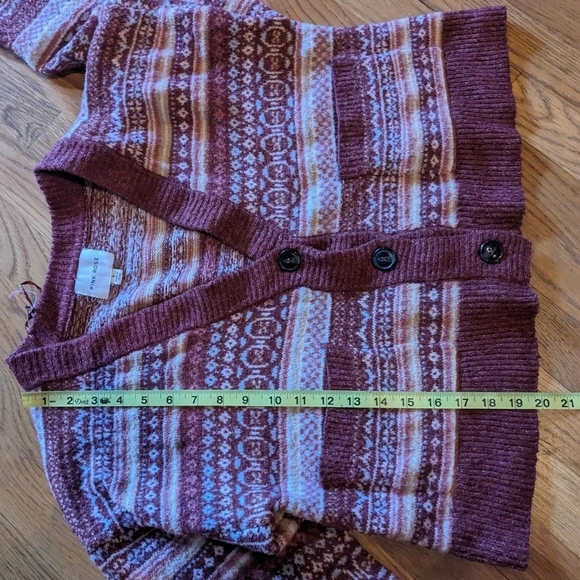 Pink Rose Large Multicolor Striped Long Sleeve Button Down Cropped Cardigan - Picture 10 of 10